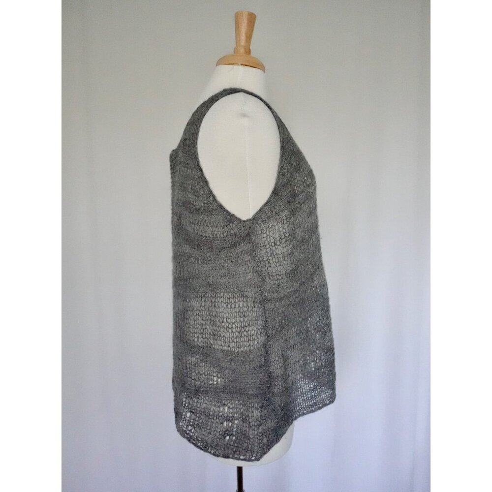 Eileen Fisher Alpaca Wool Blend Open-Knit Lightweight Layer Tank Top Gray Medium - Picture 2 of 5
